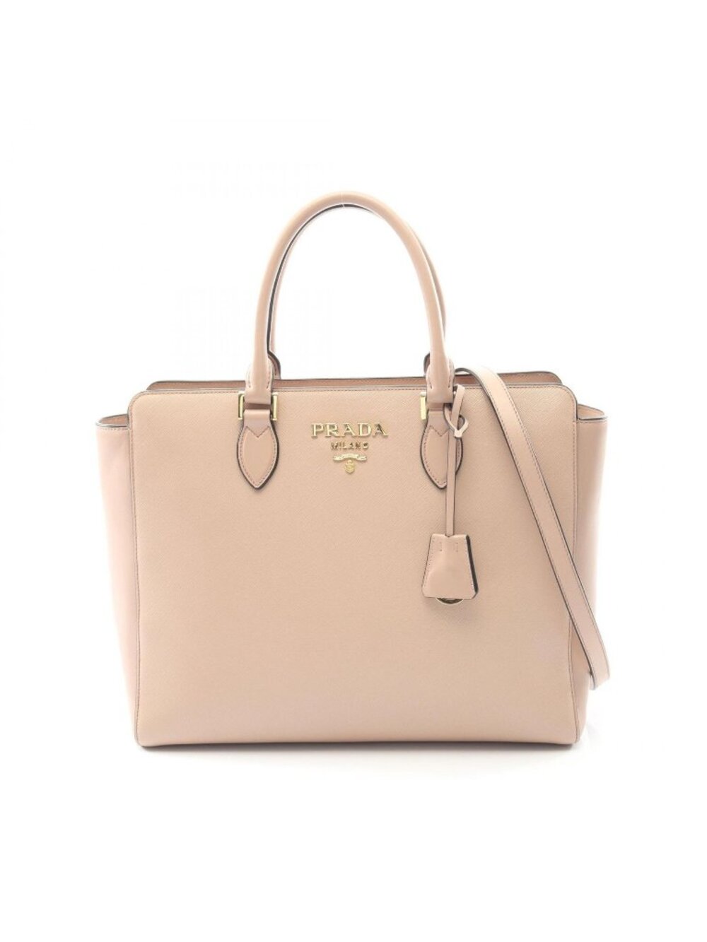 Prada Tote Pink Beige Saffiano Leather Galleria 2-Way